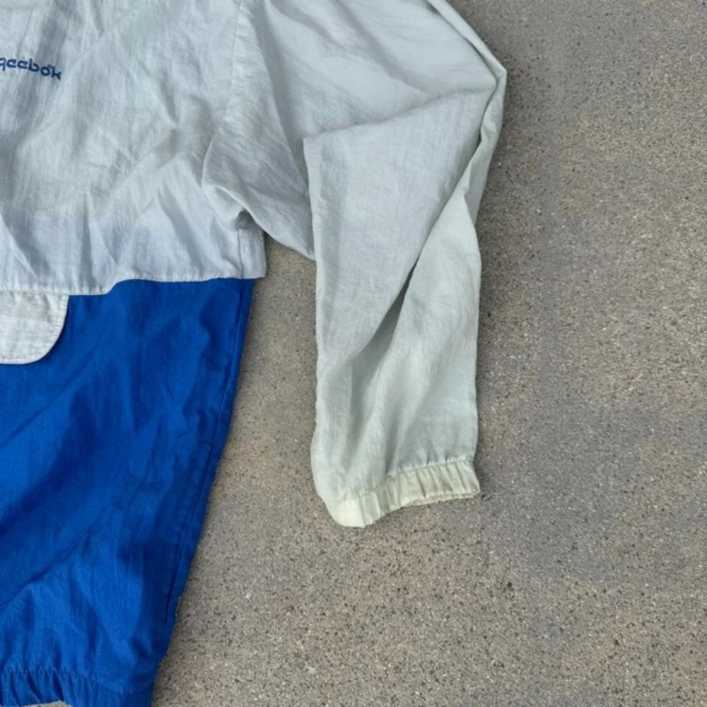 Vintage Reebok Track Jacket Mens X-Large Windbreaker Retro Nylon 90s Grey‎ Blue